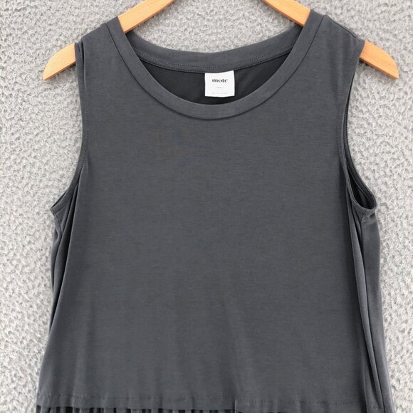 Mote Top Womens Small Gray Modal Blend High Low Pleated Sleeveless Stretch Knit - Picture 2 of 9